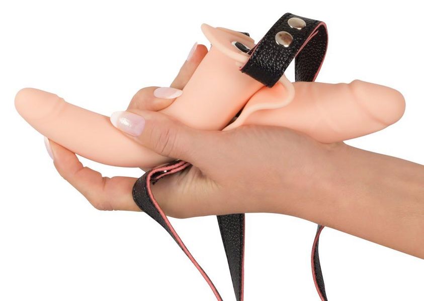 Подвійний страпон Vibrating Double Strap-On, 15,7 см (тілесний) 9596 фото