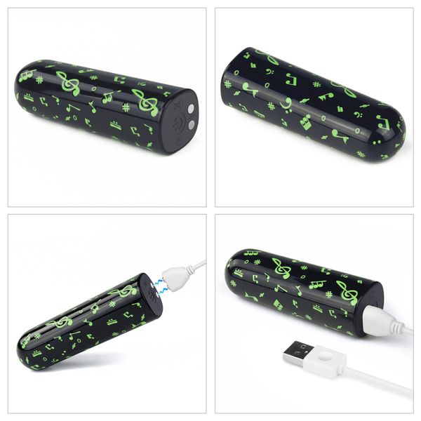 Вібратор для клітора LoveToy Music Massager Glow In The Dark, 8,5 см (чорний) 16204 фото