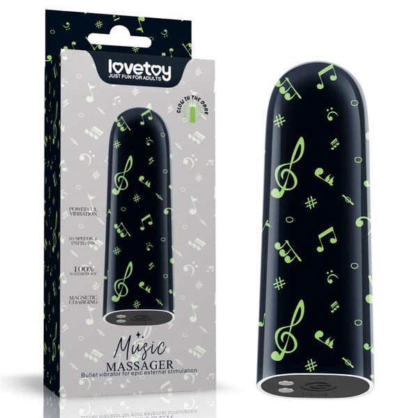 Wibrator łechtaczkowy LoveToy Music Massager Glow In The Dark, 8,5 cm (czarny) 16204 zdjęcie