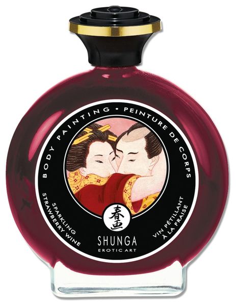 Jadalna farba do ciała Shunga Body Painting szampan truskawkowy, 100 ml 15175 zdjęcie