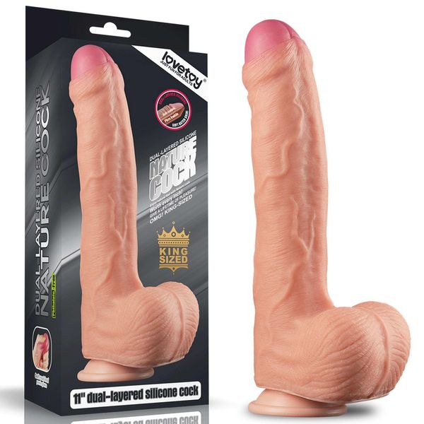 Duże dildo z przyssawką LoveToy Nature Cock, 28 cm (w kolorze cielistym) 14386 zdjęcie