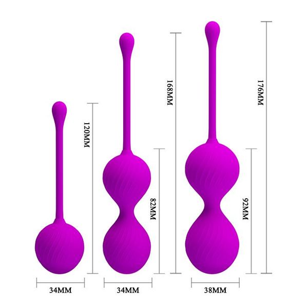 Zestaw kulek dopochwowych Pretty Love Kegel Balls, 3 szt (fioletowy) 7710 zdjęcie