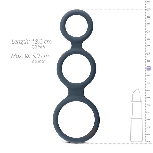 Pierścień erekcyjny Boners Triple Cock Ring, 18 cm (szary) 11006 zdjęcie