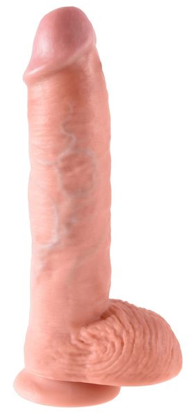 Realistyczny penis King Cock With Balls z żyłami i przyssawką, 26,7 cm (w kolorze cielistym) 9482 zdjęcie