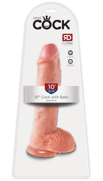 Realistyczny penis King Cock With Balls z żyłami i przyssawką, 26,7 cm (w kolorze cielistym) 9482 zdjęcie