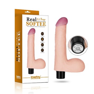 Реалистичный вибратор Real Softee Vibrator With Balls Flesh, 17 см (телесный) 14153 фото