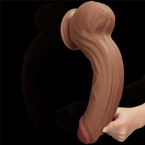 Dildo LoveToy Sliding-Skin Dual Layer Dong King Sized, 31 cm (brązowy) 22400 zdjęcie