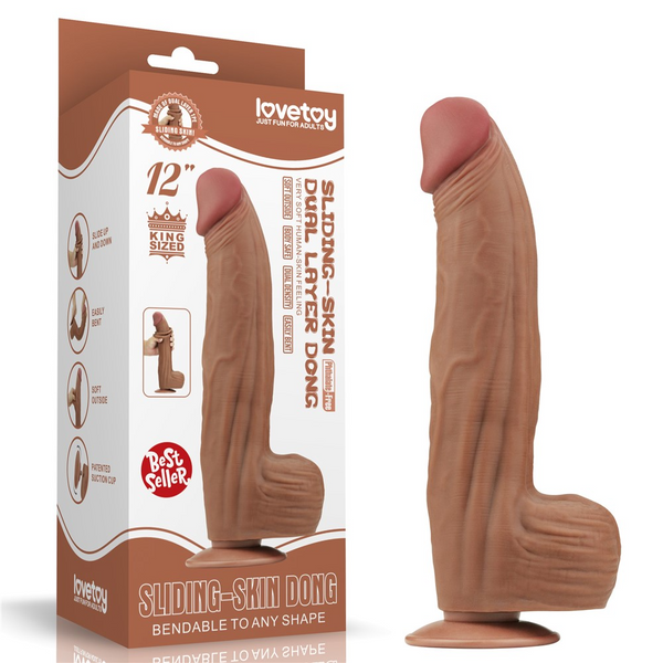 Dildo LoveToy Sliding-Skin Dual Layer Dong King Sized, 31 cm (brązowy) 22400 zdjęcie