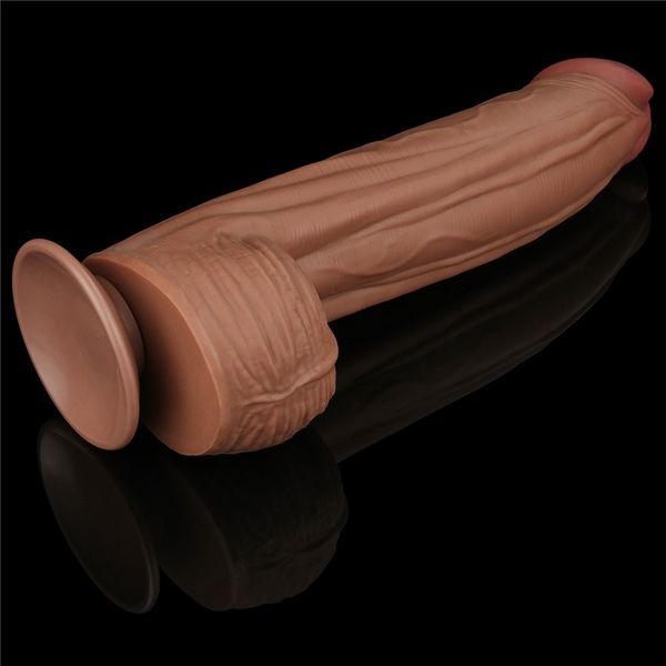 Dildo LoveToy Sliding-Skin Dual Layer Dong King Sized, 31 cm (brązowy) 22400 zdjęcie