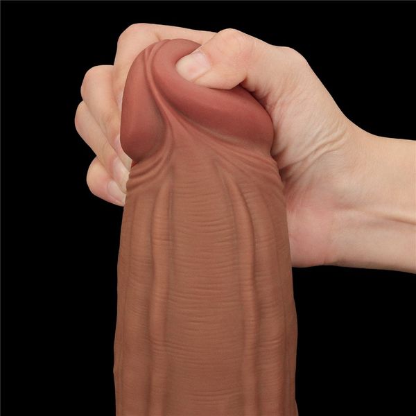 Dildo LoveToy Sliding-Skin Dual Layer Dong King Sized, 31 cm (brązowy) 22400 zdjęcie