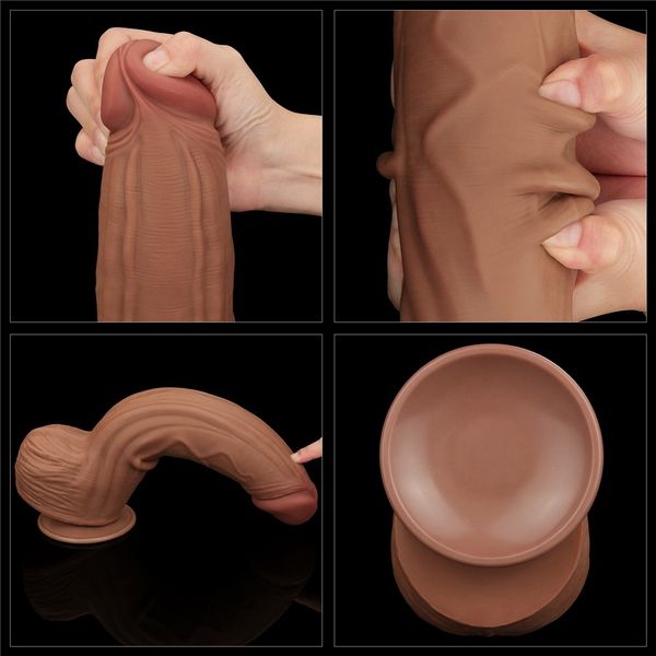 Dildo LoveToy Sliding-Skin Dual Layer Dong King Sized, 31 cm (brązowy) 22400 zdjęcie