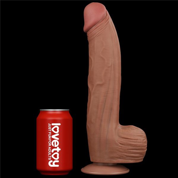 Dildo LoveToy Sliding-Skin Dual Layer Dong King Sized, 31 cm (brązowy) 22400 zdjęcie