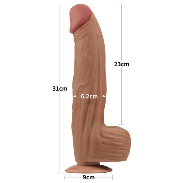 Dildo LoveToy Sliding-Skin Dual Layer Dong King Sized, 31 cm (brązowy) 22400 zdjęcie