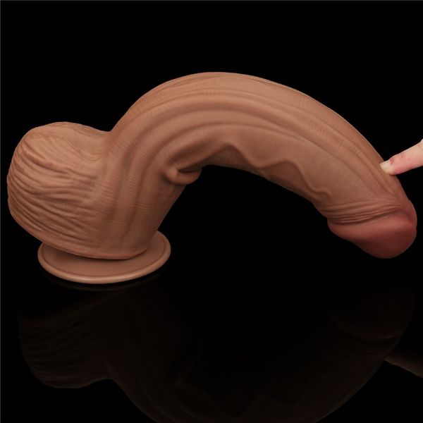 Dildo LoveToy Sliding-Skin Dual Layer Dong King Sized, 31 cm (brązowy) 22400 zdjęcie