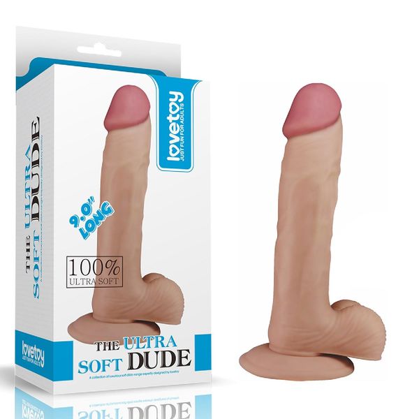 Фаллоимитатор с присоской LoveToy The Ultra Soft Dude Flesh, 22 см (телесный) 14175 фото