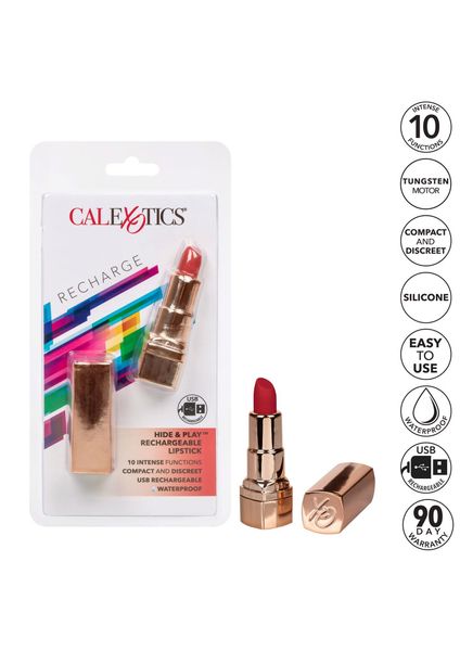 Вібратор для клітора CalExotics Hide & Play Lipstick Recharge, 7,5 см (червоний) 7807 фото