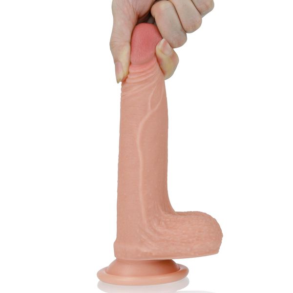 Dildo z przyssawką Dual-Layered Silicone Cock Flesh, 18 cm (w kolorze cielistym) 14426 zdjęcie