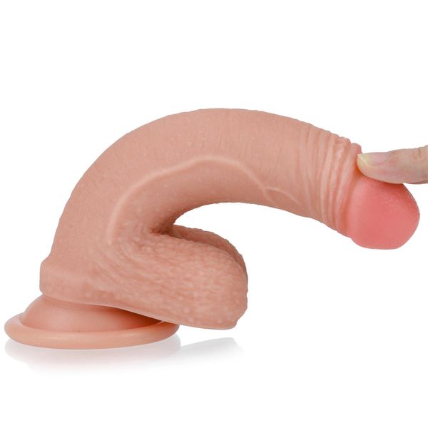 Dildo z przyssawką Dual-Layered Silicone Cock Flesh, 18 cm (w kolorze cielistym) 14426 zdjęcie