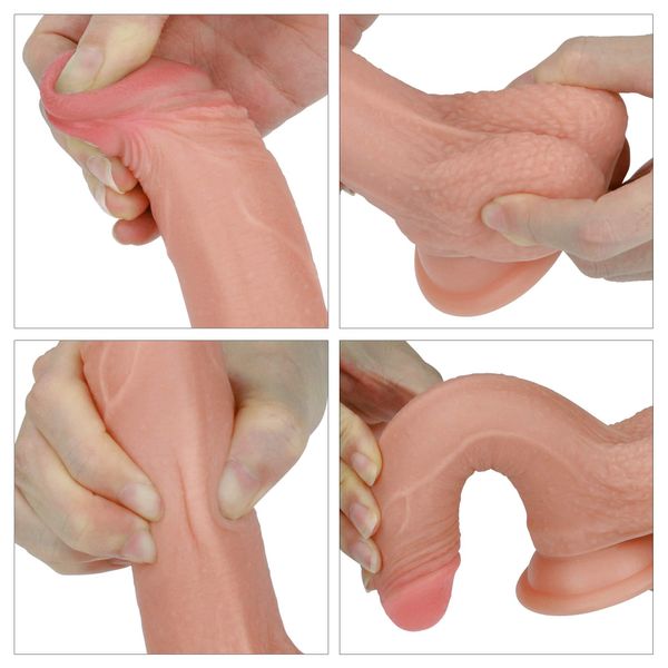 Dildo z przyssawką Dual-Layered Silicone Cock Flesh, 18 cm (w kolorze cielistym) 14426 zdjęcie