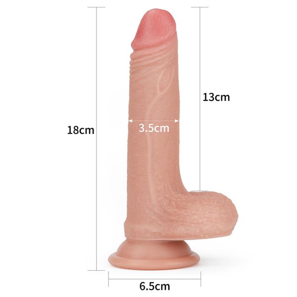 Dildo z przyssawką Dual-Layered Silicone Cock Flesh, 18 cm (w kolorze cielistym) 14426 zdjęcie