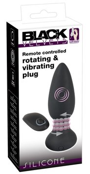 Анальна пробка Black Velvets Rotating & Vibrating Plug, 14 см (чорний) 9586 фото