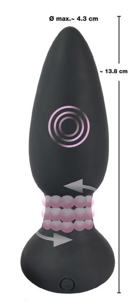 Анальна пробка Black Velvets Rotating & Vibrating Plug, 14 см (чорний) 9586 фото