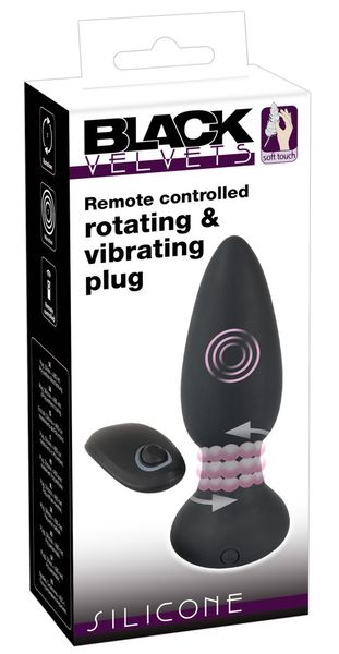 Анальная пробка Black Velvets Rotating & Vibrating Plug, 14 см (черный) 9586 фото