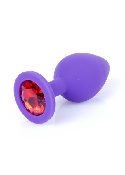 Силіконова анальна пробка з кристалом Boss Jewellery Purple Medium Red Diamond, 8 см (червоний) 8004 фото