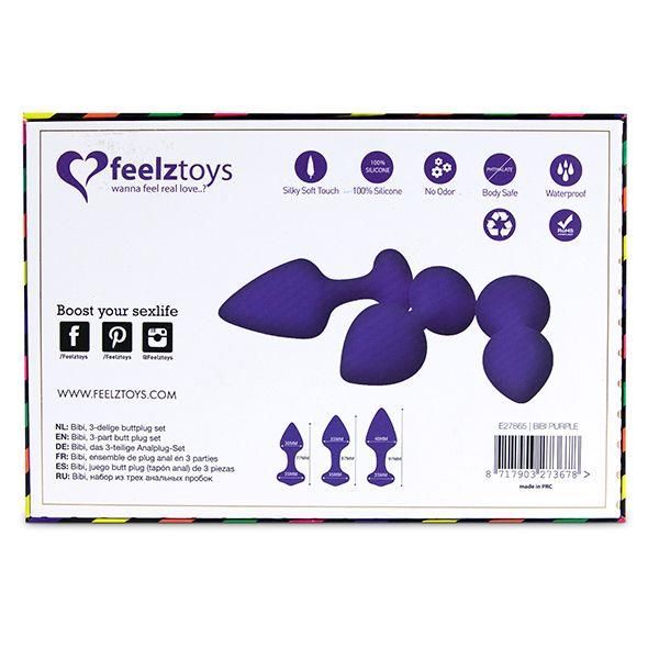 Zestaw korków analnych FeelzToys Bibi, 3 szt (fioletowy) 12558 zdjęcie