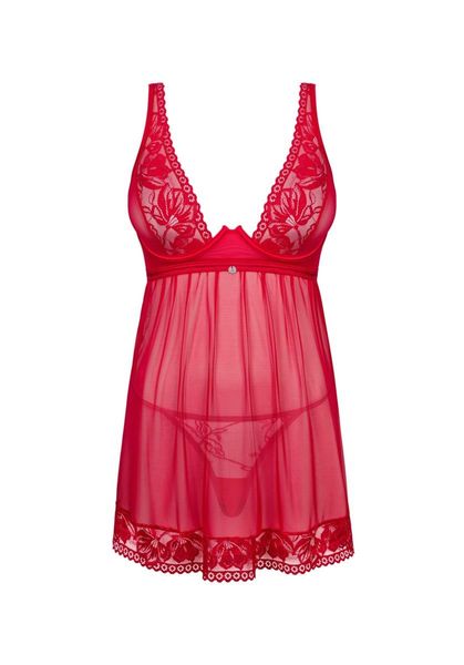 Сексуальный комплект Obsessive Lacelove babydoll & thong, XL/2XL (красный) 16216 фото