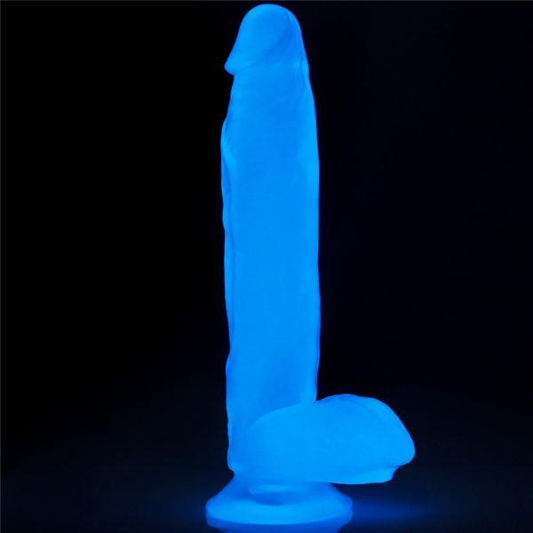 Neonowe dildo LoveToy Lumino Play, 26 cm (niebieski) 14678 zdjęcie