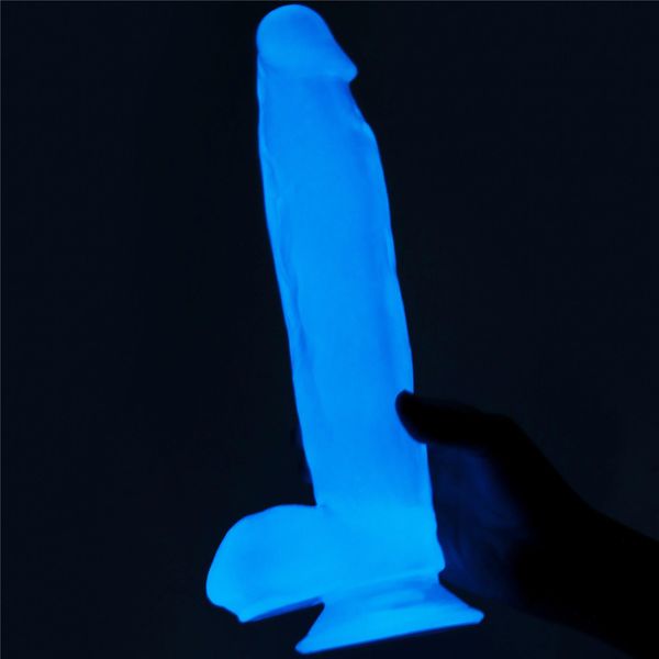 Neonowe dildo LoveToy Lumino Play, 26 cm (niebieski) 14678 zdjęcie