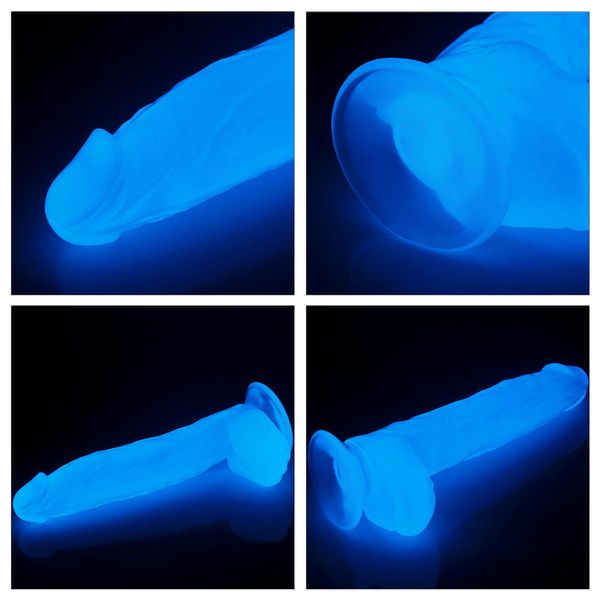 Neonowe dildo LoveToy Lumino Play, 26 cm (niebieski) 14678 zdjęcie