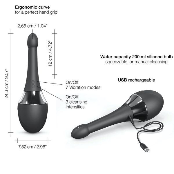 Автоматичний анальний душ з вібрацією Dorcel Douche Mate Pro, 200 мл (чорний) 18157 фото