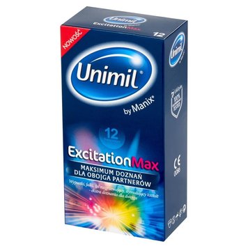 Ребристі презервативи Unimil Excitation Max із зігріваючим ефектом, 12 шт 13219 фото