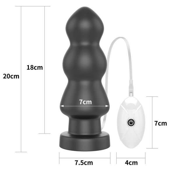 Анальна пробка LoveToy King Sized Vibrating Anal Rigger, 20 см (чорний) 14435 фото