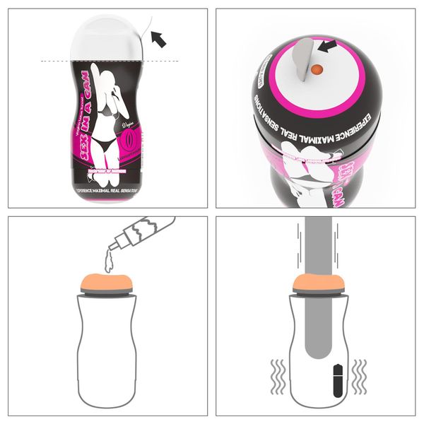 Masturbator z wibracją LoveToy Sex In A Can, 16 cm (w kolorze cielistym) 14107 zdjęcie