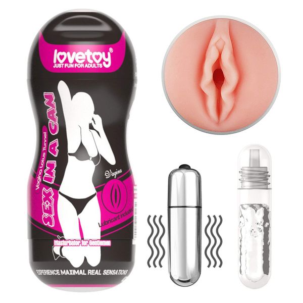 Masturbator z wibracją LoveToy Sex In A Can, 16 cm (w kolorze cielistym) 14107 zdjęcie