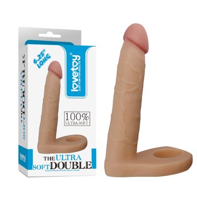 Насадка на пенис с эрекционным кольцом The Ultra Soft Double, 15,6 см (телесный) 14420 фото