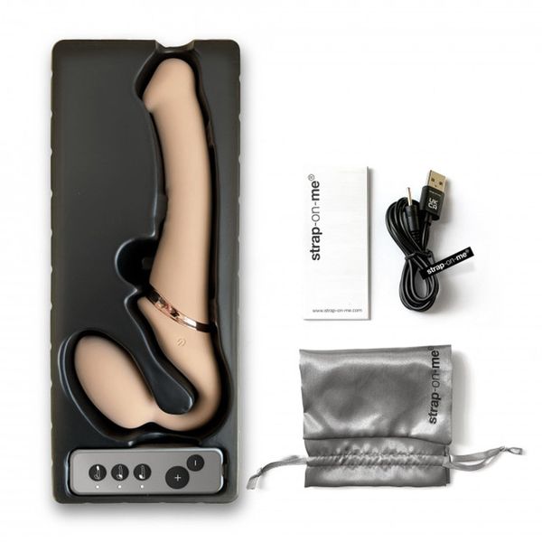 Страпон с вибрацией Strap-On-Me Vibrating Flesh L, 19 см (телесный) 13735 фото