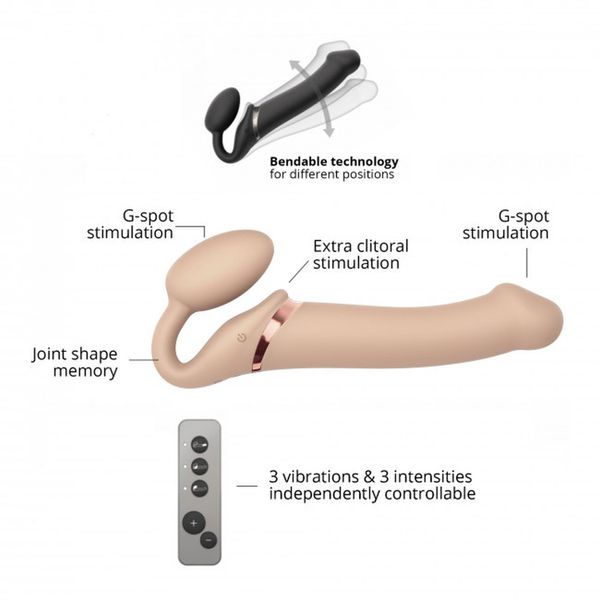 Strappon z wibracjami Strap-On-Me Vibrating Flesh L, 19 cm (cielisty) 13735 zdjęcie