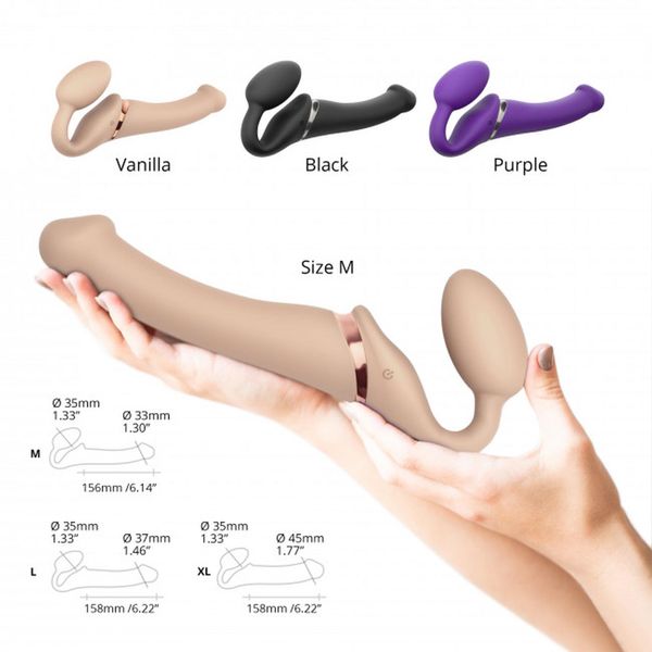 Страпон з вібрацією Strap-On-Me Vibrating Flesh L, 19 см (тілесний) 13735 фото