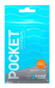 Мастурбатор Tenga Pocket Wave Line, 8 см (блакитний) 15536 фото