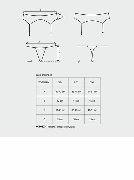 Ażurowy pas ze stringami Obsessive Catia, S/M (czarny) 5337 zdjęcie