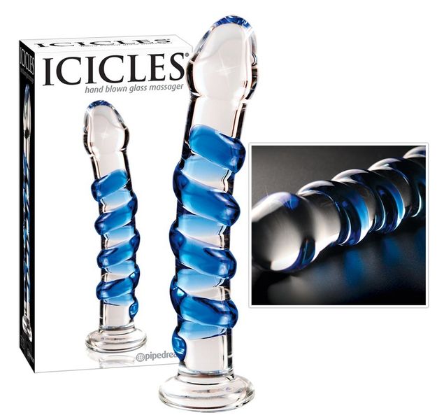 Szklane dildo Icicles №05, 17,8 cm (niebieski) 4094 zdjęcie